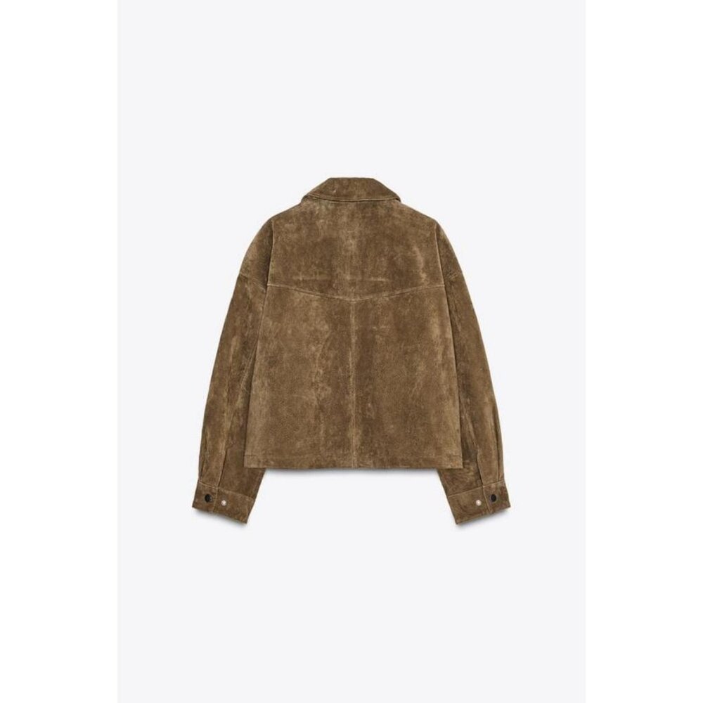 ZARA 100% LEATHER BOMBER JACKET - Picture 9 of 14